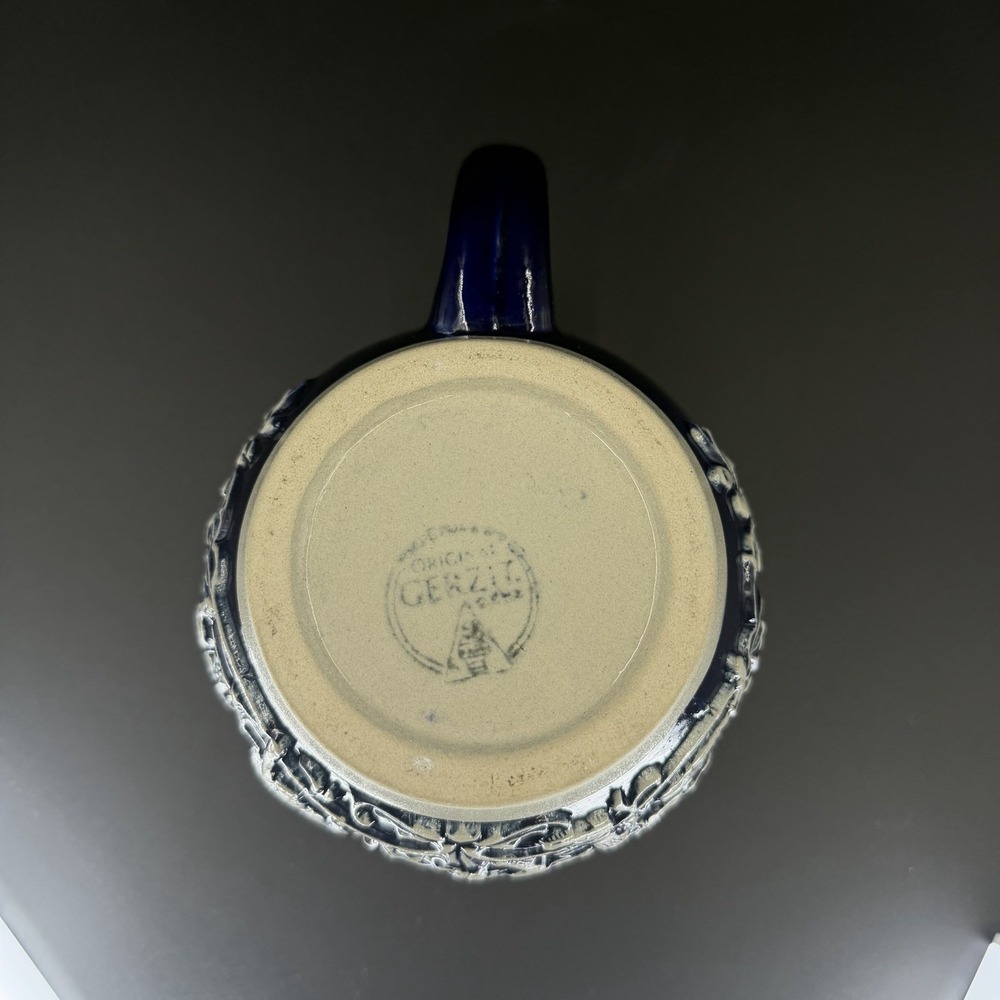Original Gerzit West Germany Cobalt Blue Relief Hunting Beer Stein Mug - Picture 6 of 8